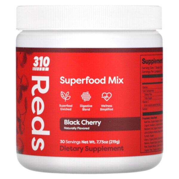 Reds, Superfood Mix, черная вишня, 7,73 унции (219 г) 310 Nutrition