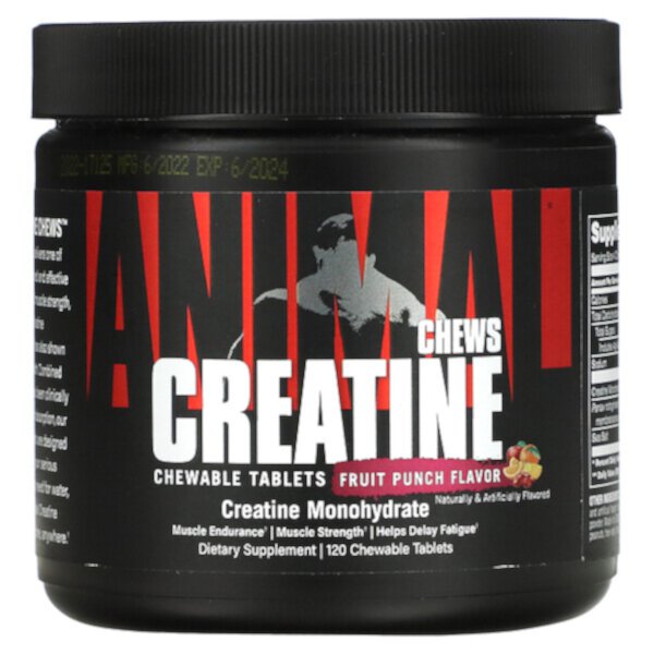 Animal, Creatine Chews, Fruit Punch, 120 Chewable Tablets Universal Nutrition