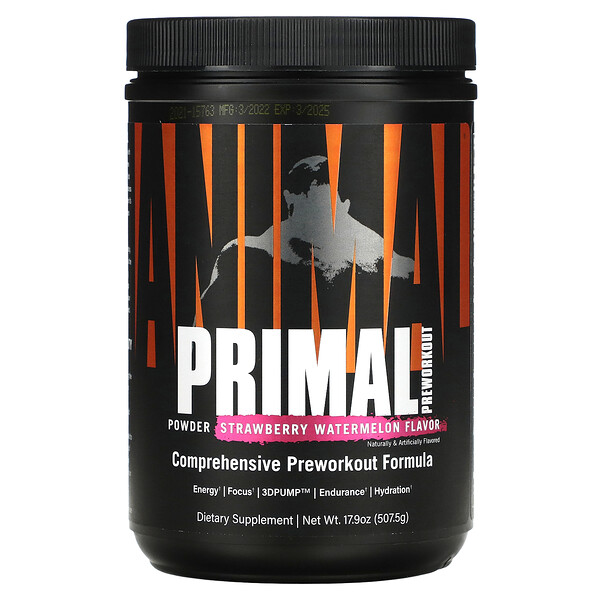 Primal Powder, Предтренировочный комплекс, клубника и арбуз, 17,9 унций (507,5 г) Animal