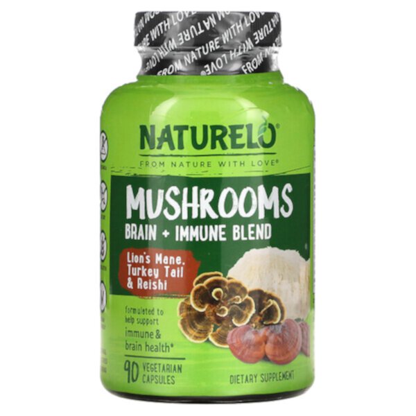 Mushrooms, Смесь для мозга и иммунитета, 90 вегетарианских капсул NATURELO