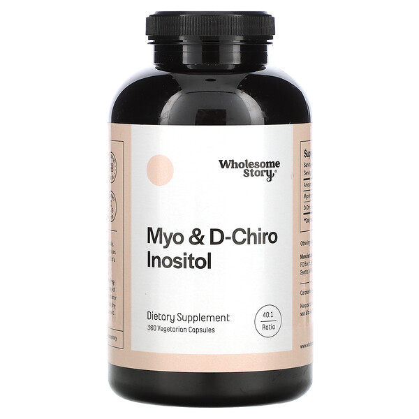 Мио-инозитол и D-Хиро Инозитол - 2000мг/50мг - 360 вегетарианских капсул - Wholesome Wholesome
