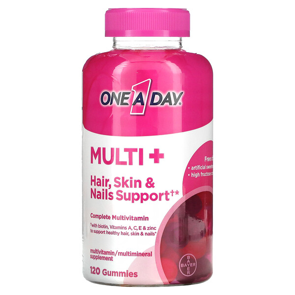 Multi + Поддержка волос, кожи и ногтей, 120 жевательных конфет One-A-Day