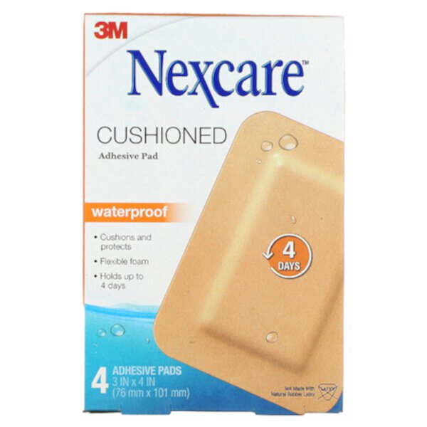Cushioned Waterproof Adhesive Pad, 4 Pads Nexcare