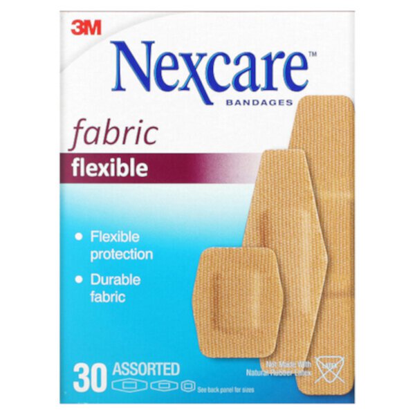 Гибкие тканевые бинты, 30 разных размеров Nexcare