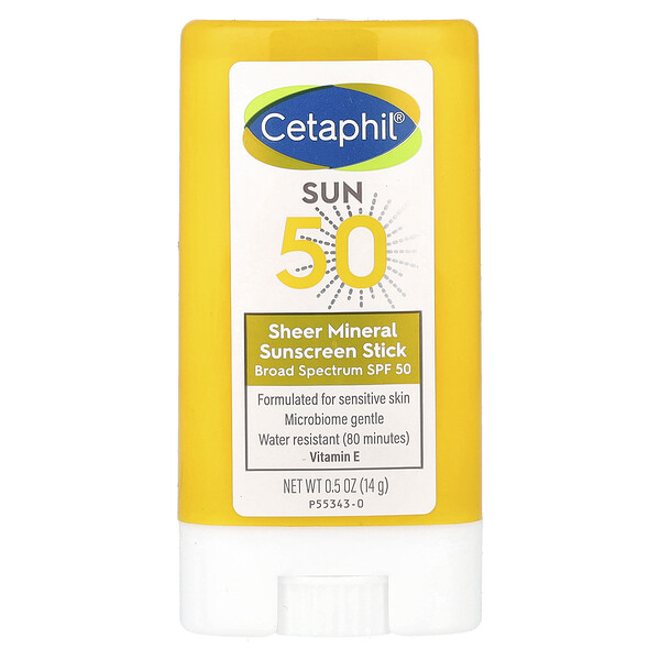 Минеральный солнцезащитный стик SPF 50, 14 г, для чувствительной кожи Cetaphil