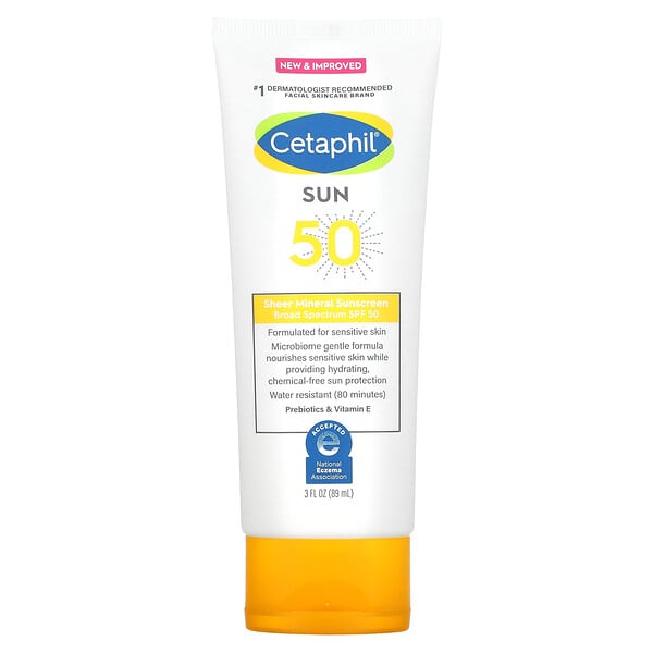 Sheer Mineral Sunscreen, Broad Spectrum SPF 50, 3 fl oz (89 ml) Cetaphil