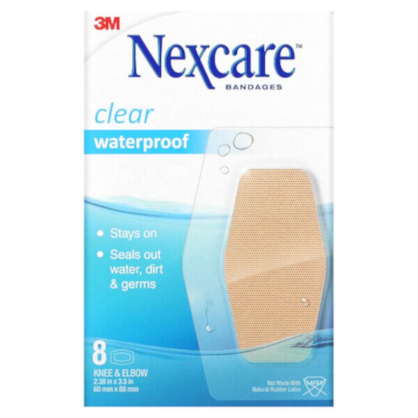 Clear Waterproof Bandages, Knee & Elbow, 8 Bandages Nexcare