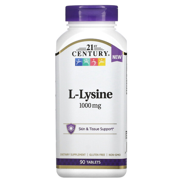 L-лизин, 1000 мг, 90 таблеток 21st Century