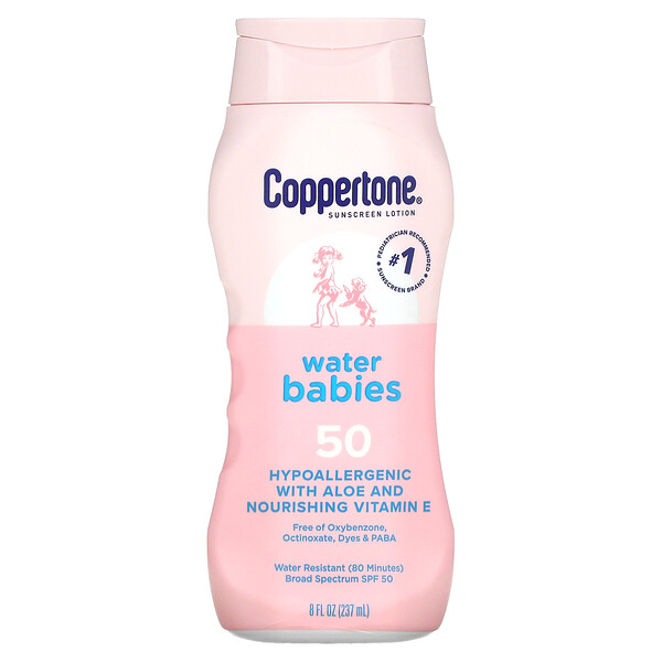 Sunscreen Lotion, Water Babies, SPF 50, 8 fl oz (237 ml) Coppertone