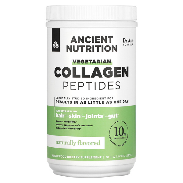 Вегетарианские коллагеновые пептиды, с натуральным вкусом, 9,9 унции (280 г) Dr. Axe / Ancient Nutrition