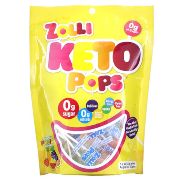 Keto Pops, Фрукты, 5,2 унции (147 г) Zolli Pops