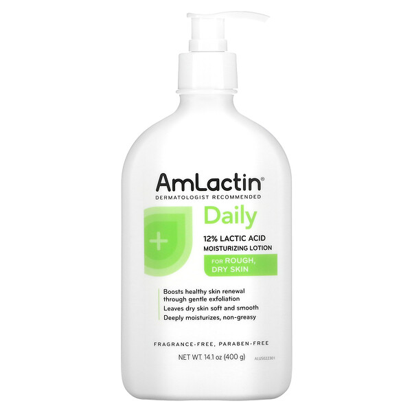 Daily, 12% Lactic Acid Moisturizing Lotion, Fragrance Free, 14.1 oz (400 g) Amlactin