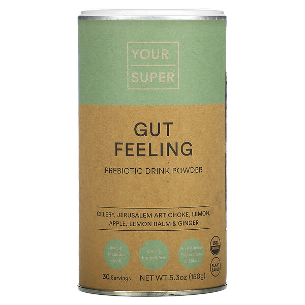 Gut Feeling, Порошок для пребиотического напитка, 5,3 унции (150 г) Your Super