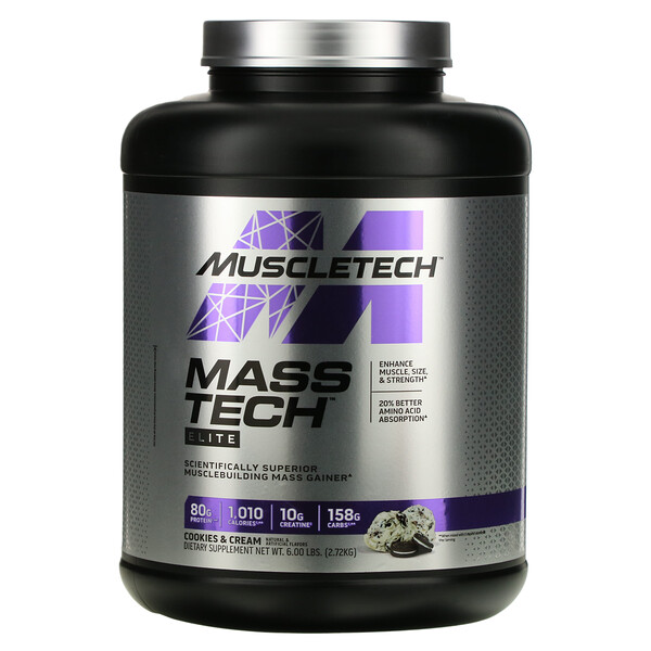 Mass Tech Elite, Cookies & Cream, 6 lbs (2.72 kg) Muscletech
