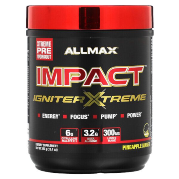 IMPACT Igniter Xtreme, Pre-Workout, Pineapple Mango, 12.7 oz (360 g) ALLMAX