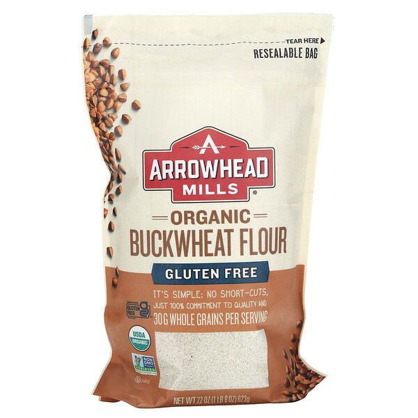 Organic Buckwheat Flour, Gluten Free, 22 oz (623 g) Arrowhead Mills