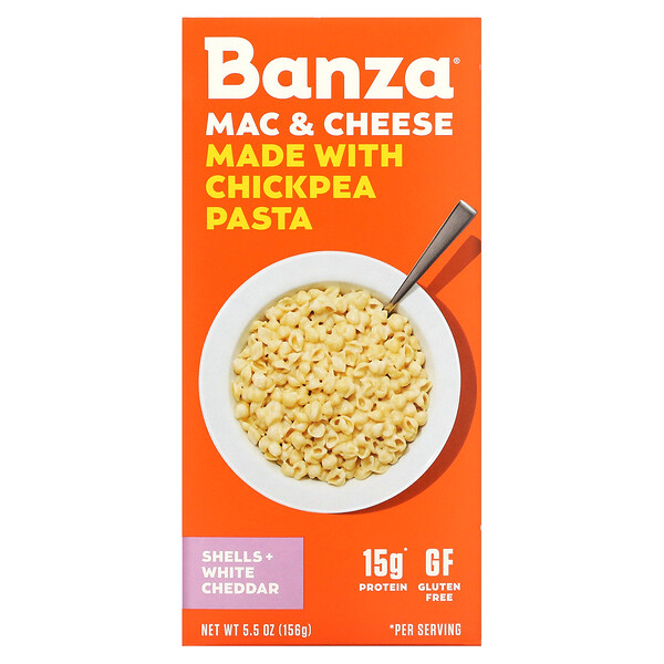 Mac & Cheese, ракушки + белый чеддер, 5,5 унций (156 г) Banza