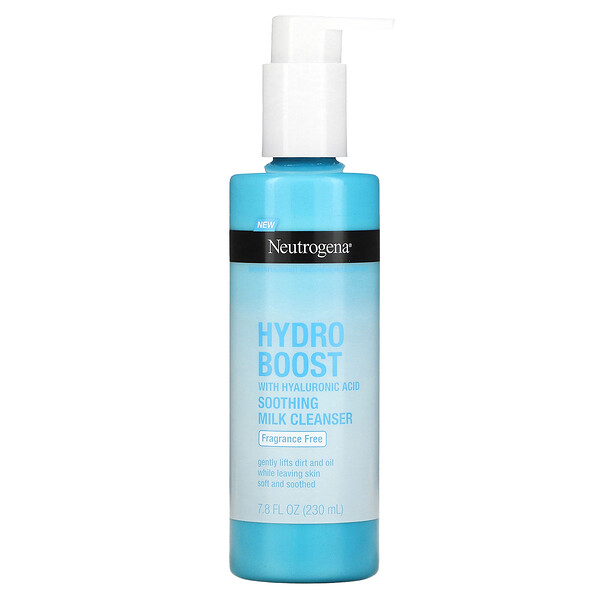 Hydroboost With Hyaluronic Acid, Soothing Milk Cleanser, Fragrance Free, 7.8 fl oz (230 ml) Neutrogena