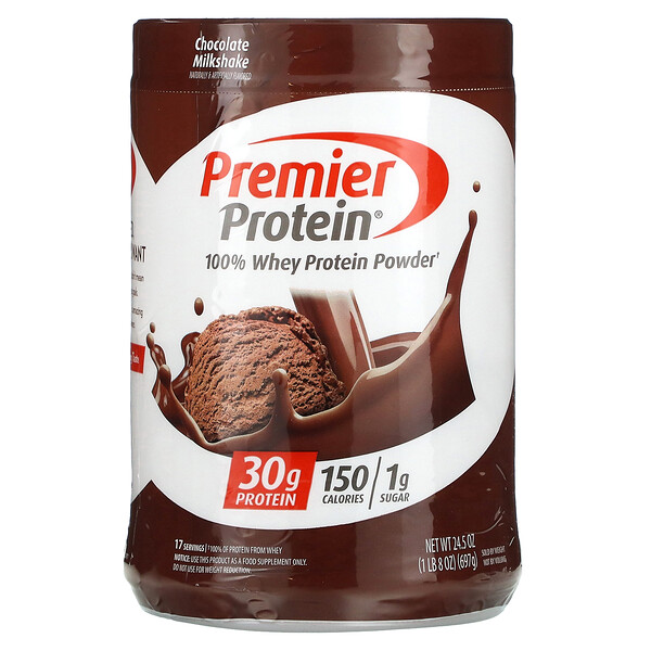 100% порошок сывороточного протеина, шоколадный молочный коктейль, 1 фунт 8 унций (697 г) Premier Protein