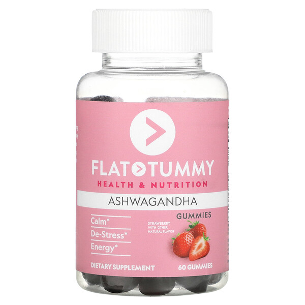 Ашваганда, Клубника, 60 жевательных конфет Flat Tummy