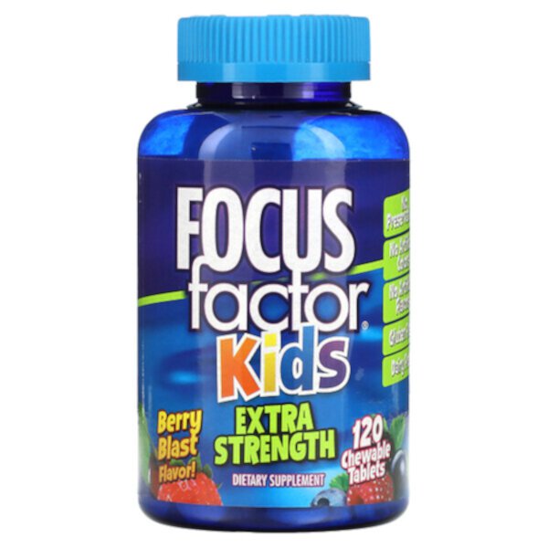 Kids, Extra Strength, Berry Blast, 120 жевательных таблеток Focus Factor