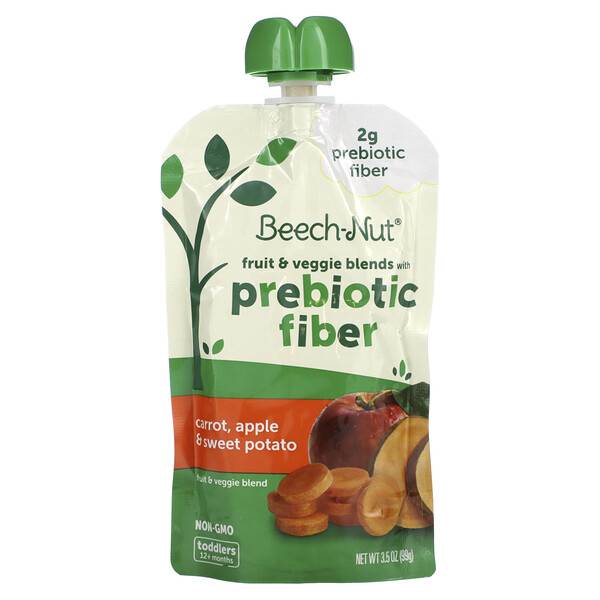 Fruit & Veggie Blends with Prebiotic Fiber, 12+ Months, Carrot, Apple & Sweet Potato, 3.5 oz (99 g) Beech-Nut