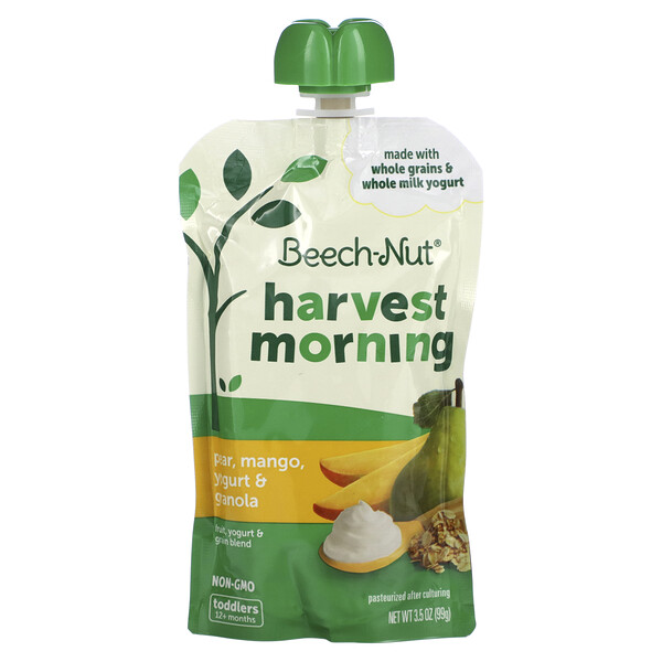 Fruit, Yogurt & Grain Blend, Harvest Morning, 12+ Months, Pear, Mango, Yogurt & Granola, 3.5 oz (99 g) Beech-Nut