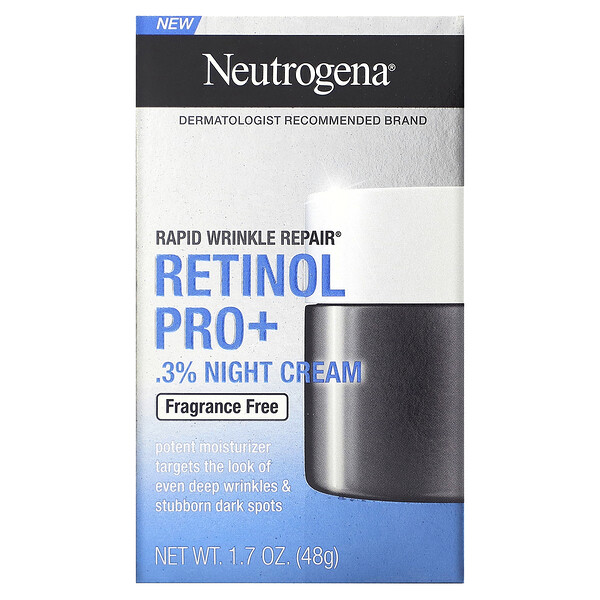 Retinol Pro+ .3% Night Cream, Fragrance Free, 1.7 oz (48 g) Neutrogena