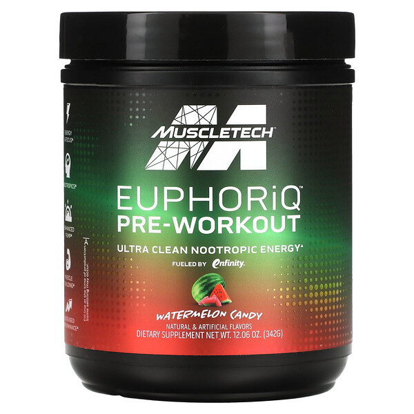 EuphoriQ Pre-Workout, арбузные конфеты, 12,06 унции (342 г) Muscletech