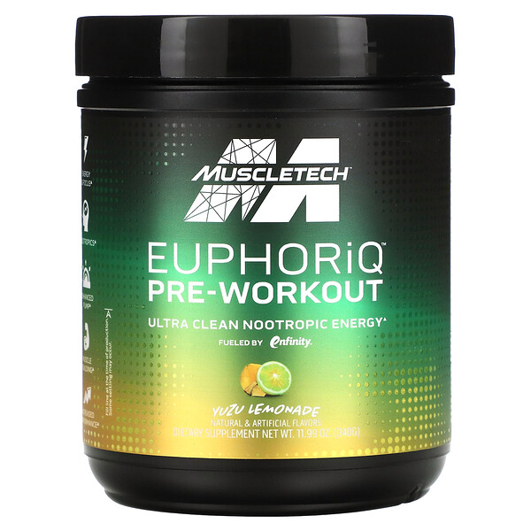 EuphoriQ Pre-Workout, Yuzu Lemonade, 11.99 oz (340 g) Muscletech