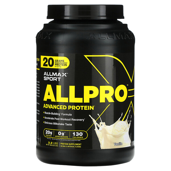 Sport, ALLPRO Advanced Protein, Vanilla, 3.2 lb (Фунты) (1,453 g) ALLMAX