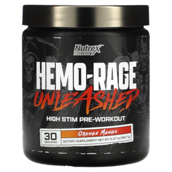 Hemo-Rage Unleash, Предтренировочный комплекс High Stim, апельсин и манго, 6,37 унции (180,7 г) Nutrex Research