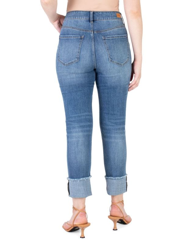 Узкие прямые джинсы с высокой посадкой и высокими манжетами Seven7