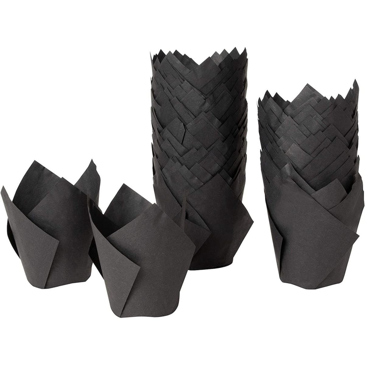 Black Tulip Cupcake Liners for Weddings and Birthday, Paper Baking Cups (100 Pack) Juvale