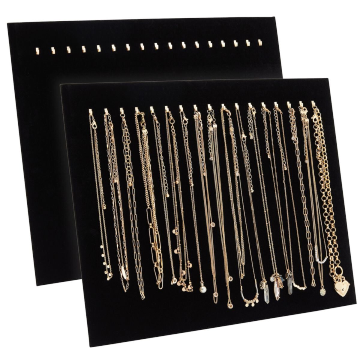 2 упаковки ювелирных витрин с крючками, черные бархатные подставки для бутика ожерелья для всплывающего магазина (14,6 x 11,9 x 4,5 дюйма) Bright Creations