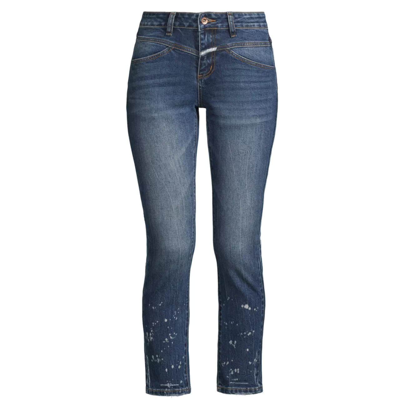 Отбеленные узкие укороченные джинсы со средней посадкой стрейч Denim Bay