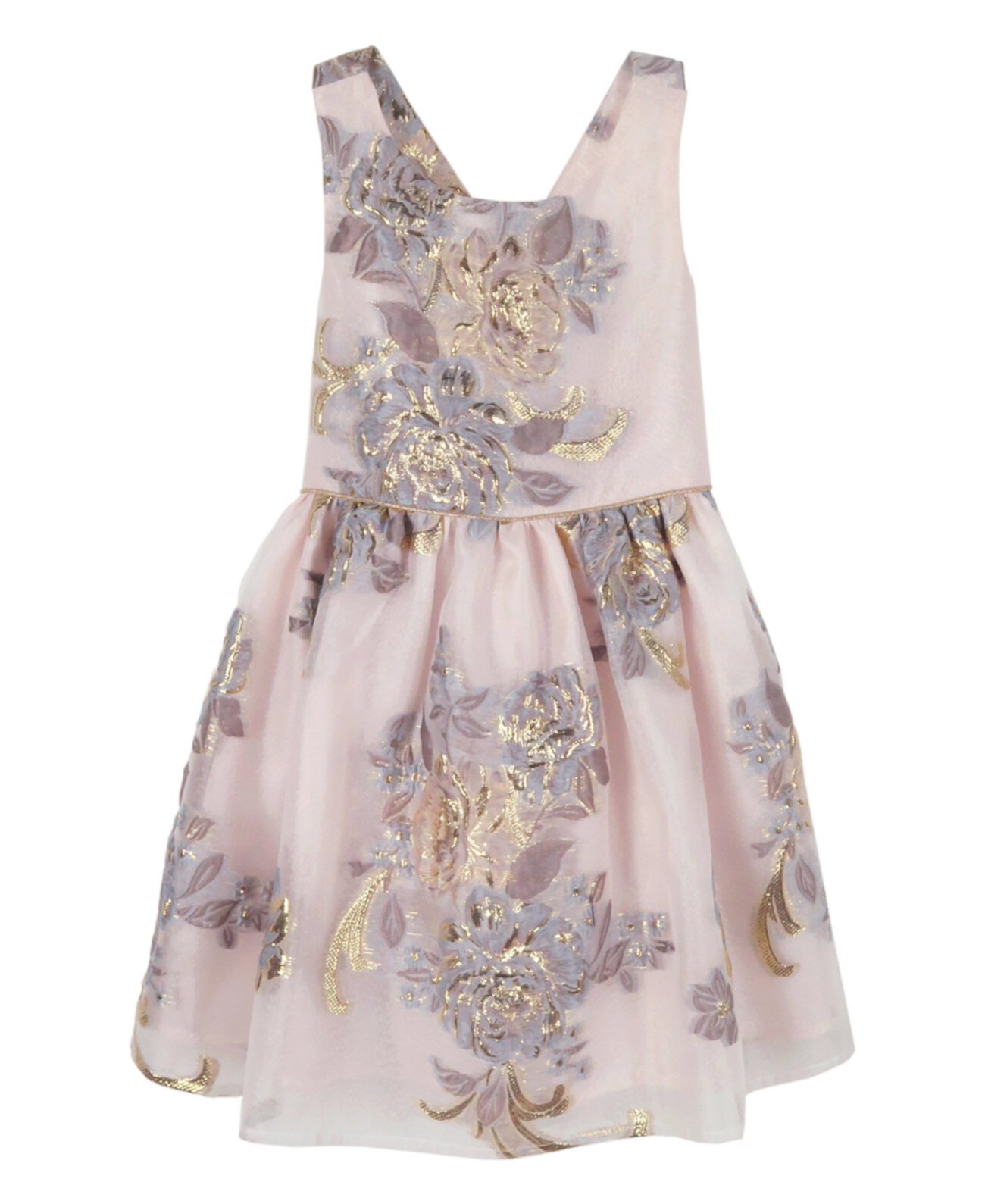 Платье Little Girls из парчи и органзы с люрексом Pink & Violet