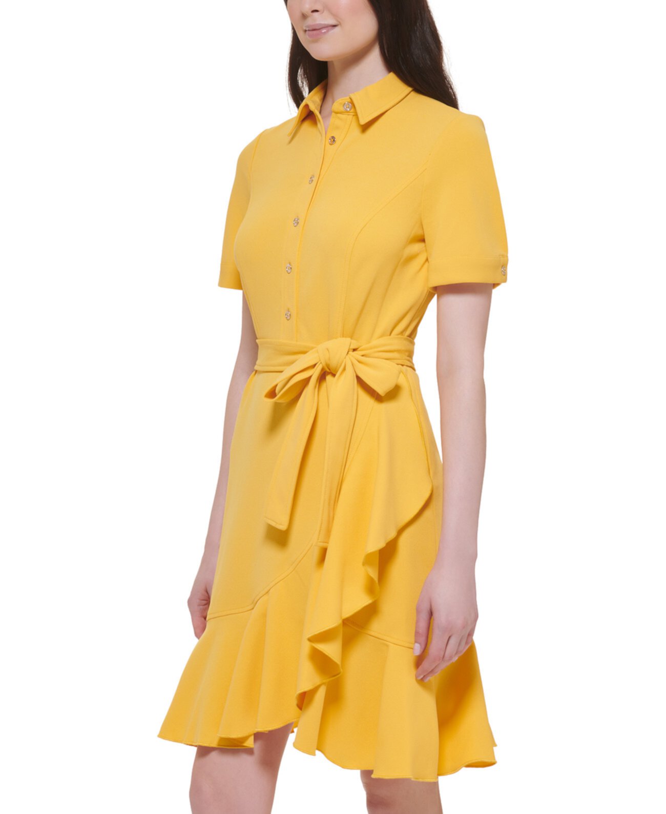 Женское платье-рубашка из эластичного крепа с завязками на талии Tommy Hilfiger