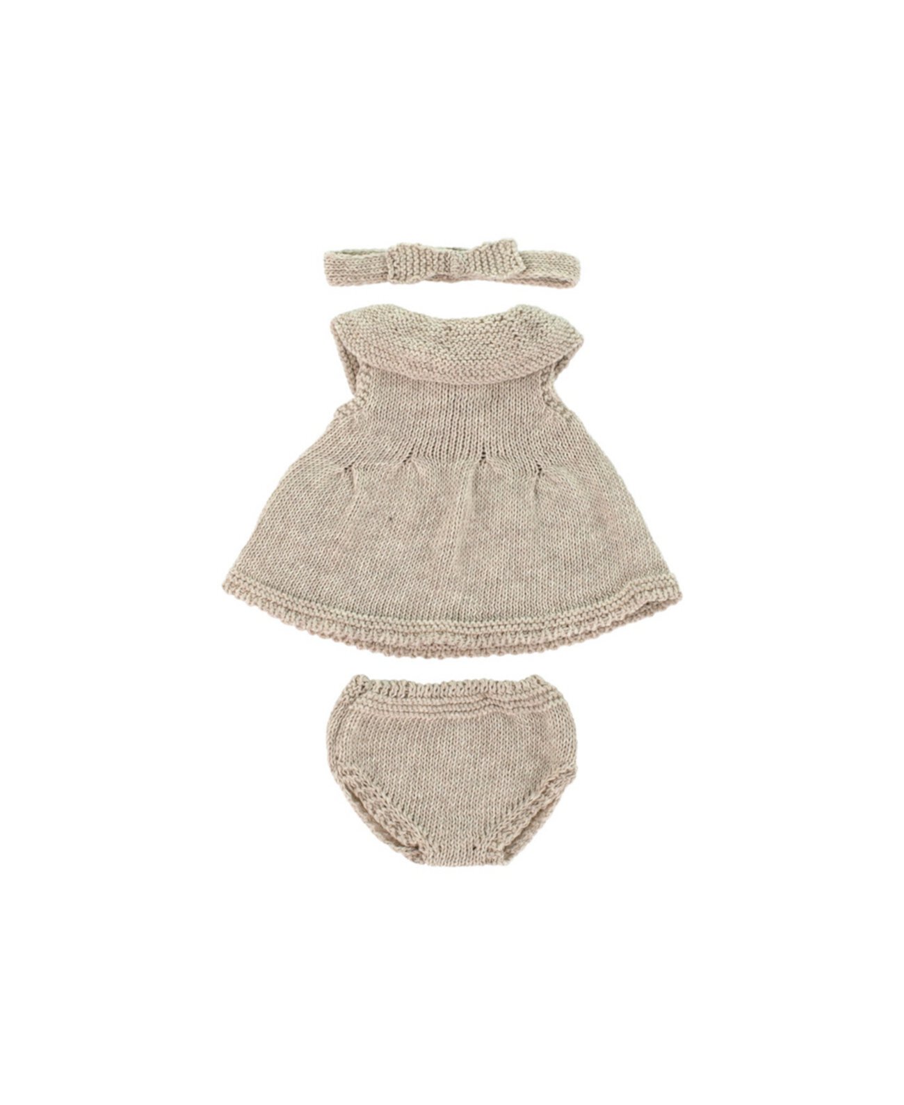 Вязаный Кукольный Костюм 12,62" - Платье Ободок Miniland