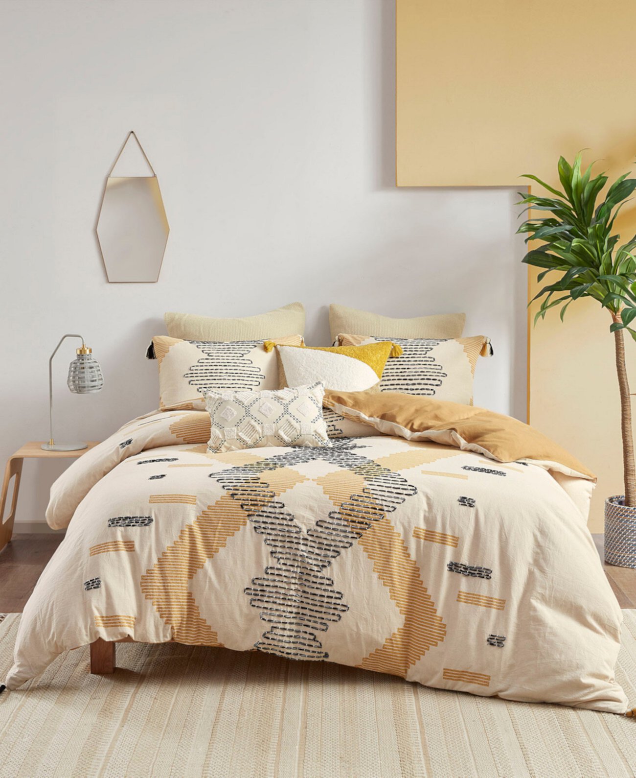 Arizona 3 Piece Cotton Comforter Set, King/California King Ink+Ivy