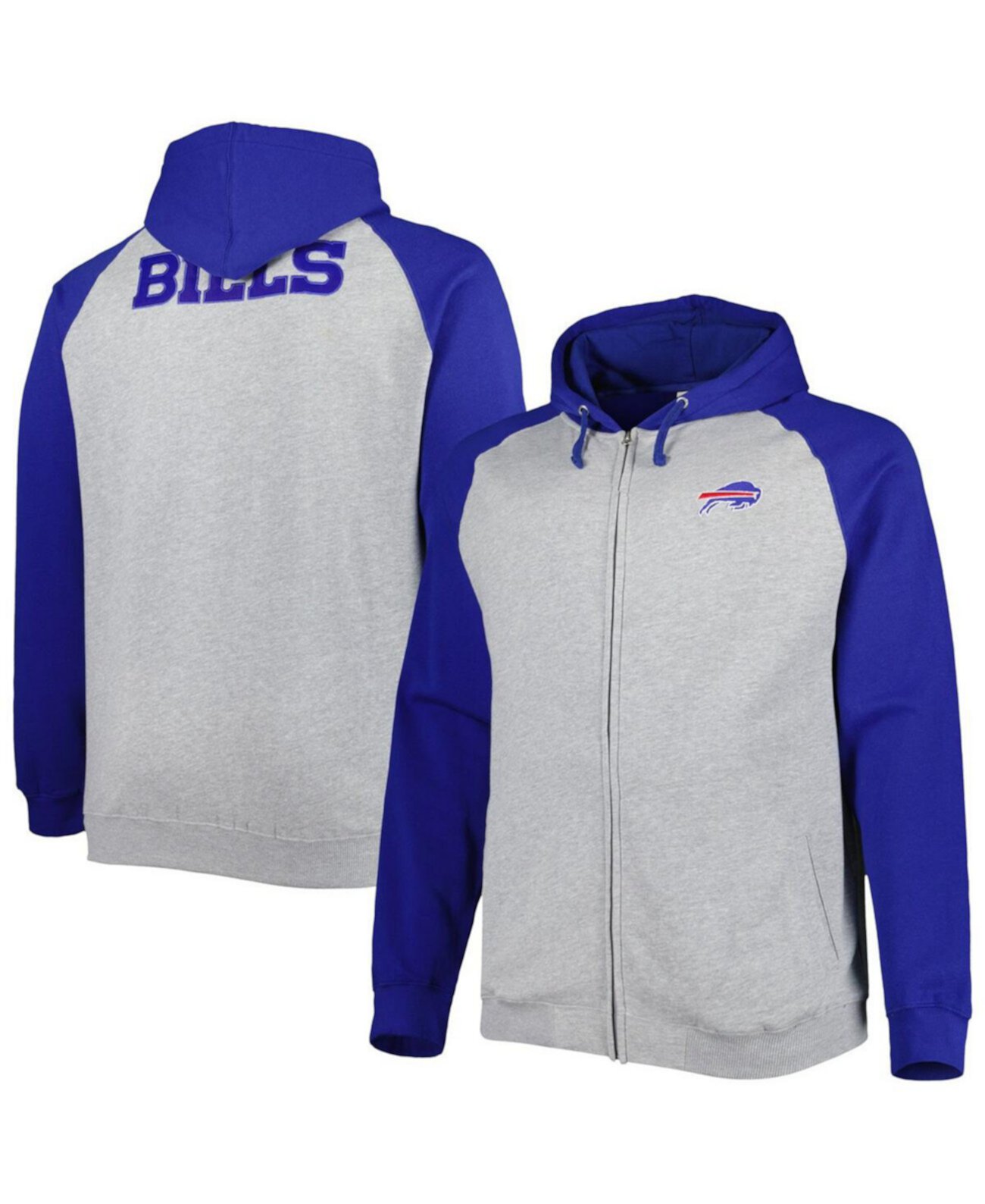 Мужская Толстовка Profile Buffalo Bills Big and Tall Fleece Raglan Full-Zip Hoodie Jacket Profile