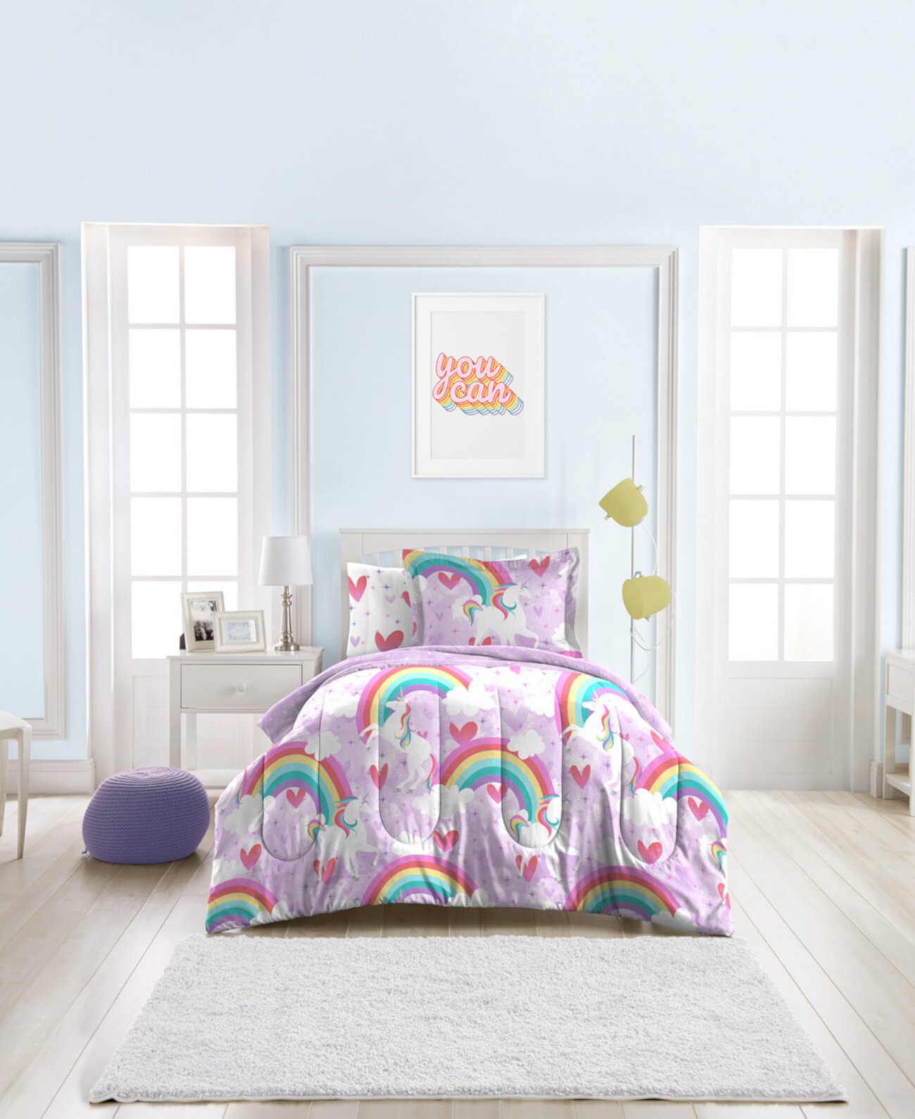 Dream Factory Unicorn Rainbow 5-Piece Twin Bedding Set Dream Factory