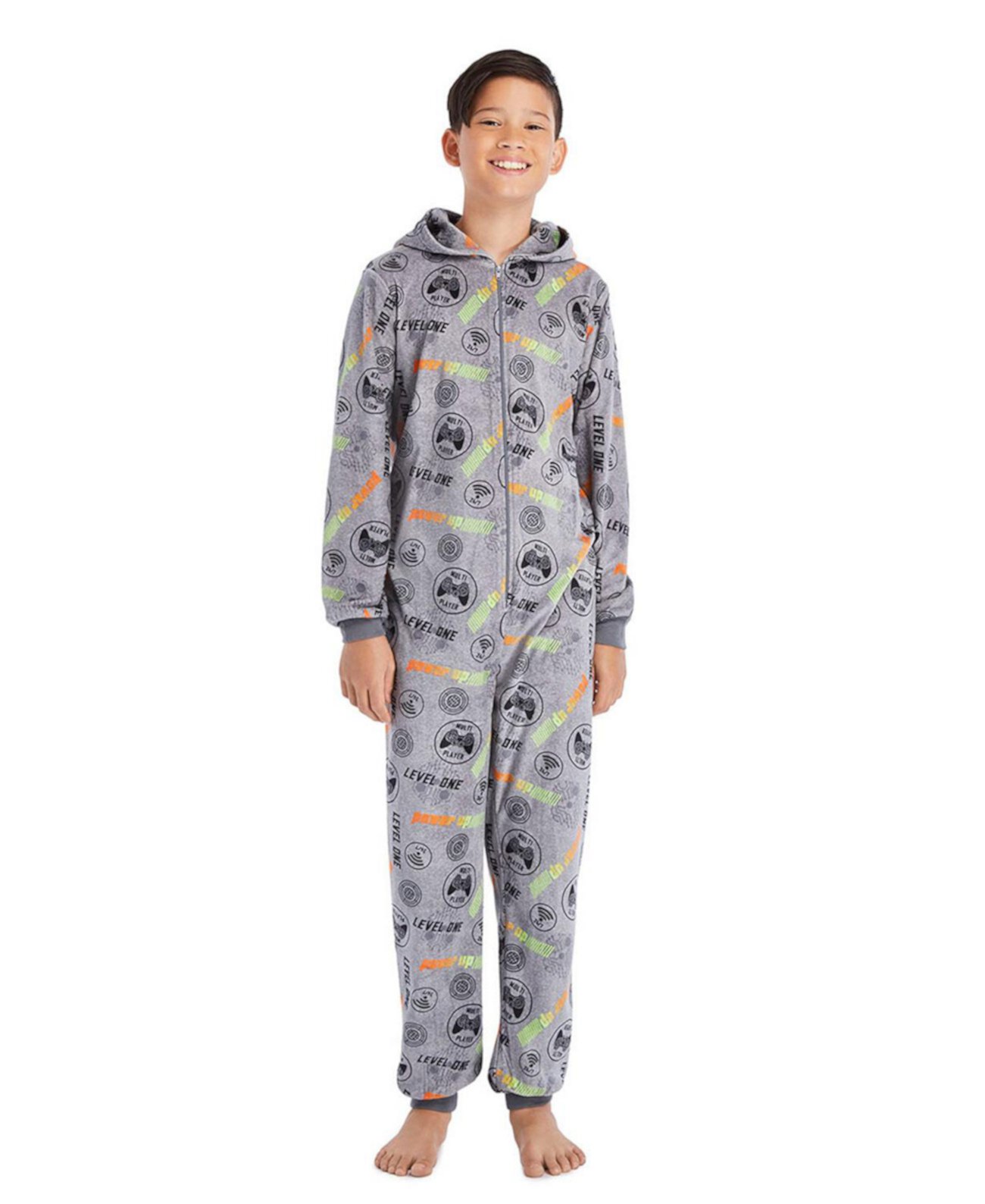 Детская пижама-комбинезон из плюшевой фланели и флиса для мальчиков с капюшоном, огнестойкая, без ножек, детская пижама с молнией до половины для мальчиков Jellifish Kids