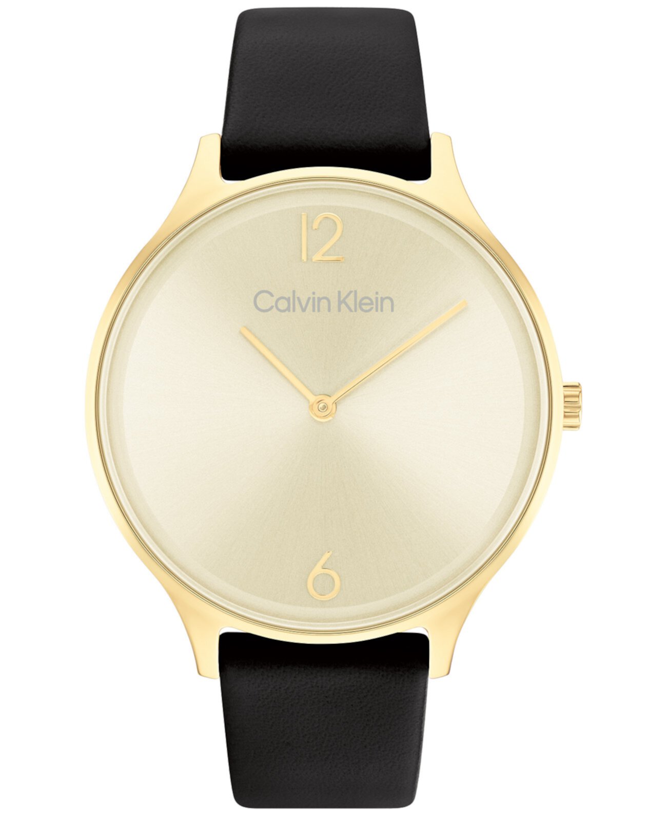 Часы с черным кожаным ремешком 38 мм Calvin Klein