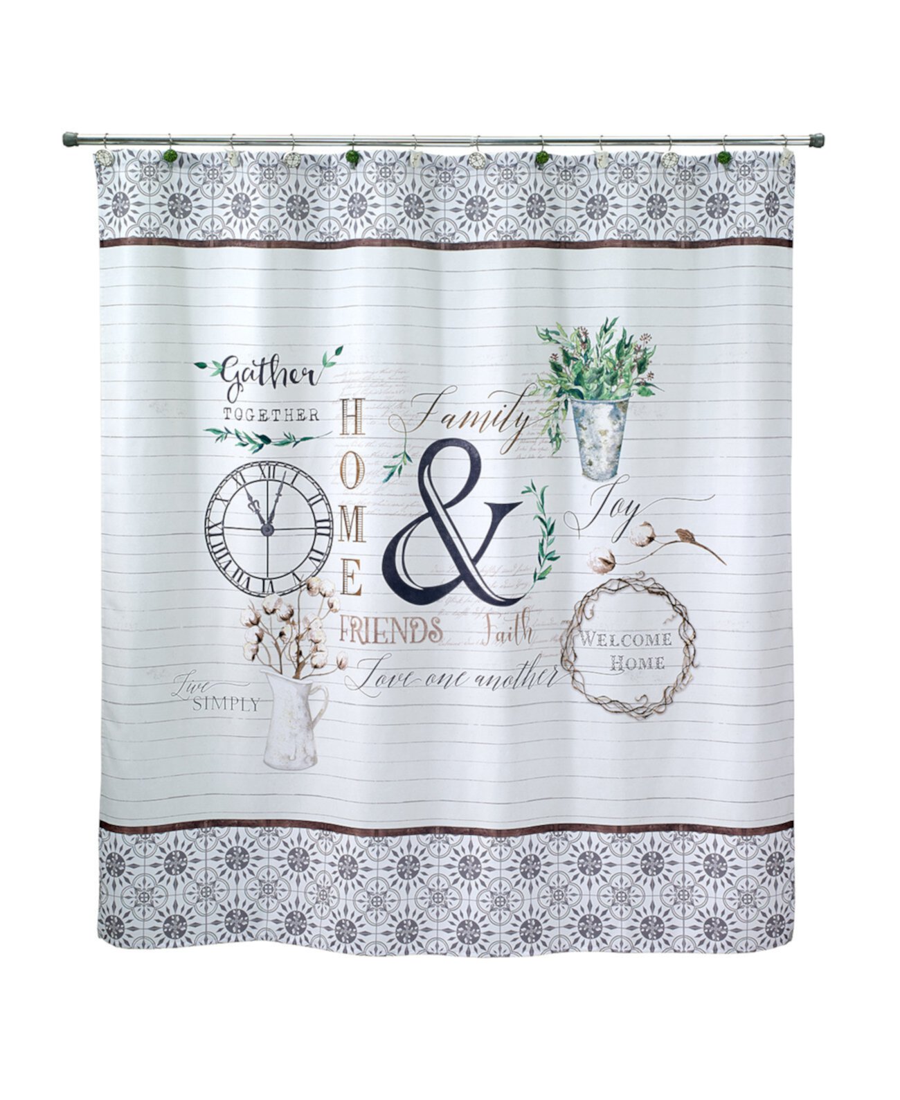 Modern Farmhouse Printed 72" x 72" Shower Curtain Avanti