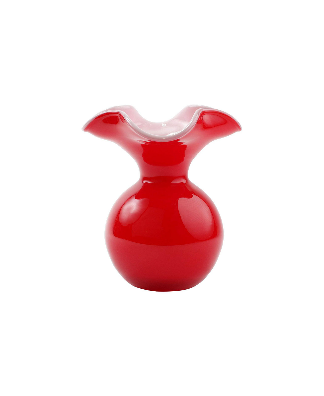 Hibiscus Glass Red Small Fluted Vase VIETRI