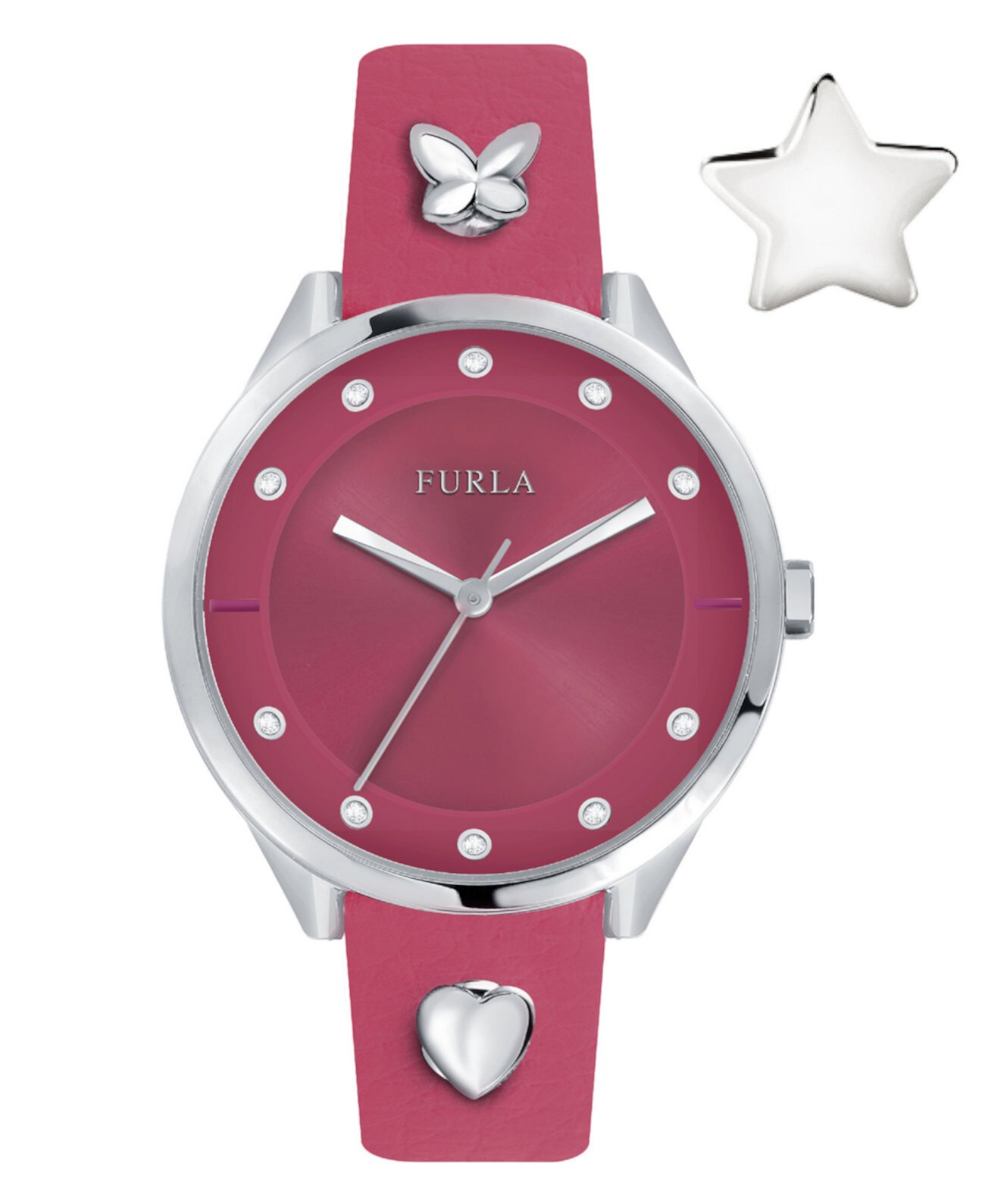 Механические часы Furla Pin с розовым циферблатом и кожаным ремешком Furla