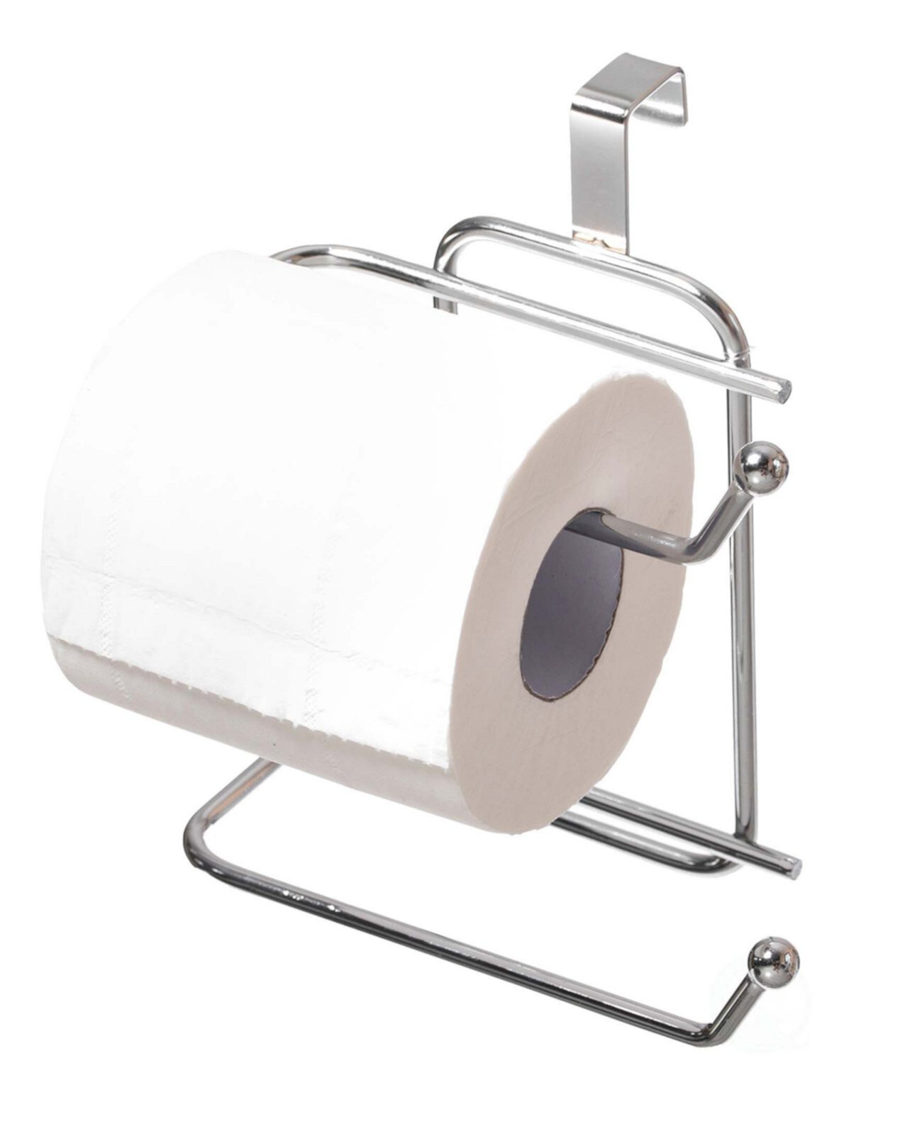 Chrome Toilet Tissue Paper Roll Holder Dispenser, Over The Tank Two Slot Tissue Organizer Basicwise