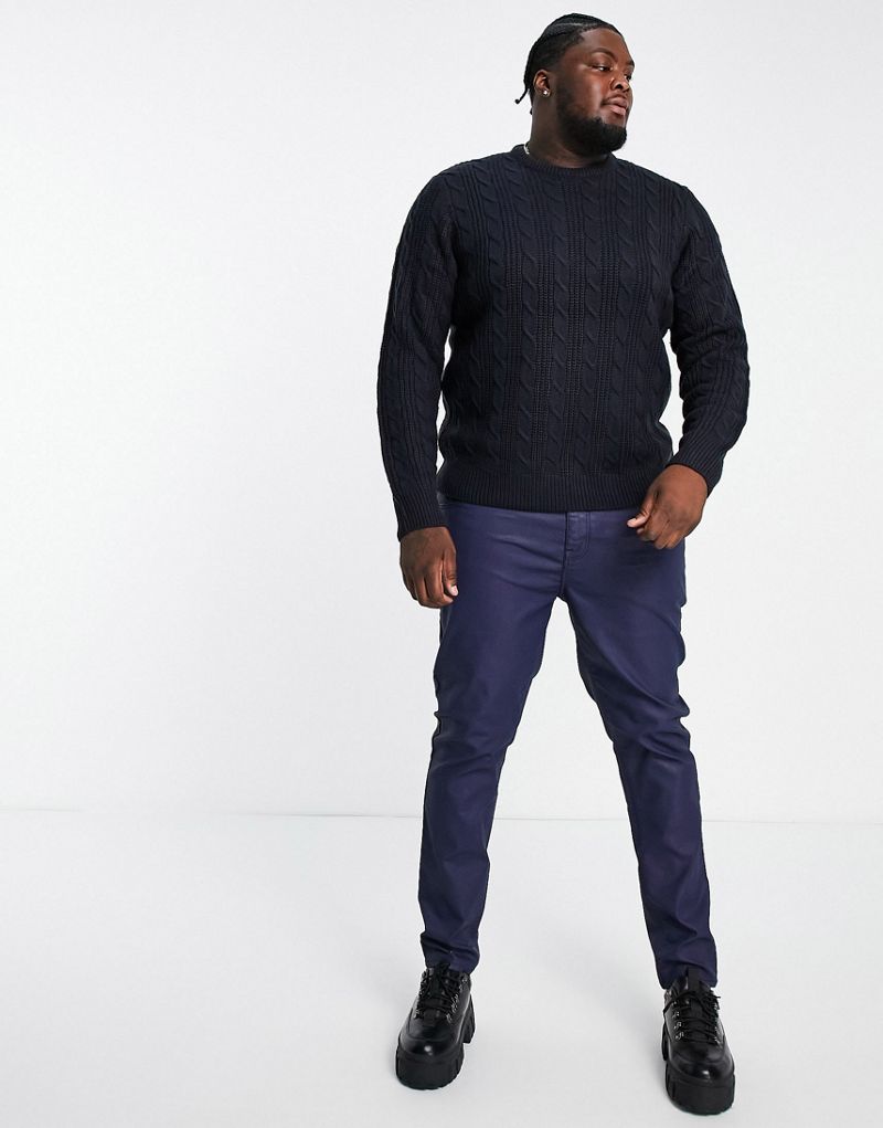 Темно-синий свитер с круглым вырезом из смесовой шерсти French Connection Plus French Connection