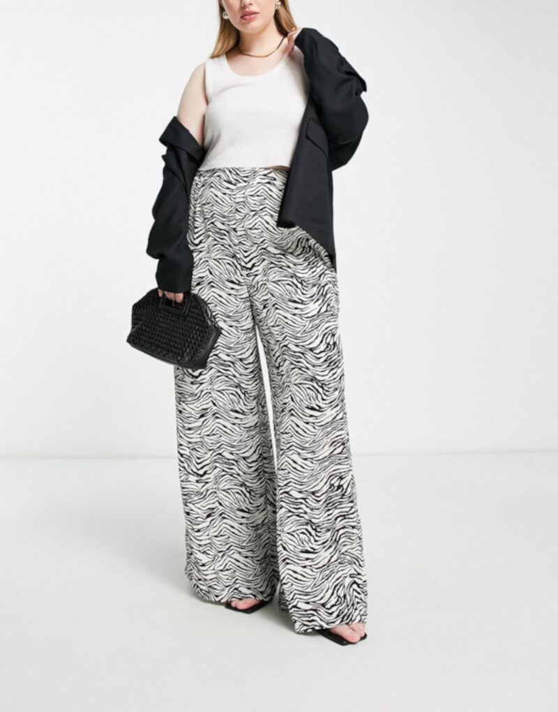 Широкие брюки в зебровом принте In The Style Plus x Yasmin Devonport для женщин, категория платья In The Style